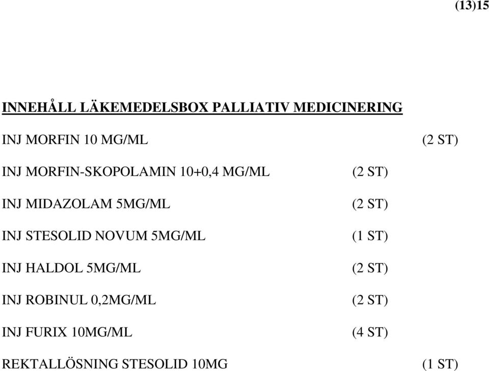 STESOLID NOVUM 5MG/ML INJ HALDOL 5MG/ML INJ ROBINUL 0,2MG/ML INJ FURIX