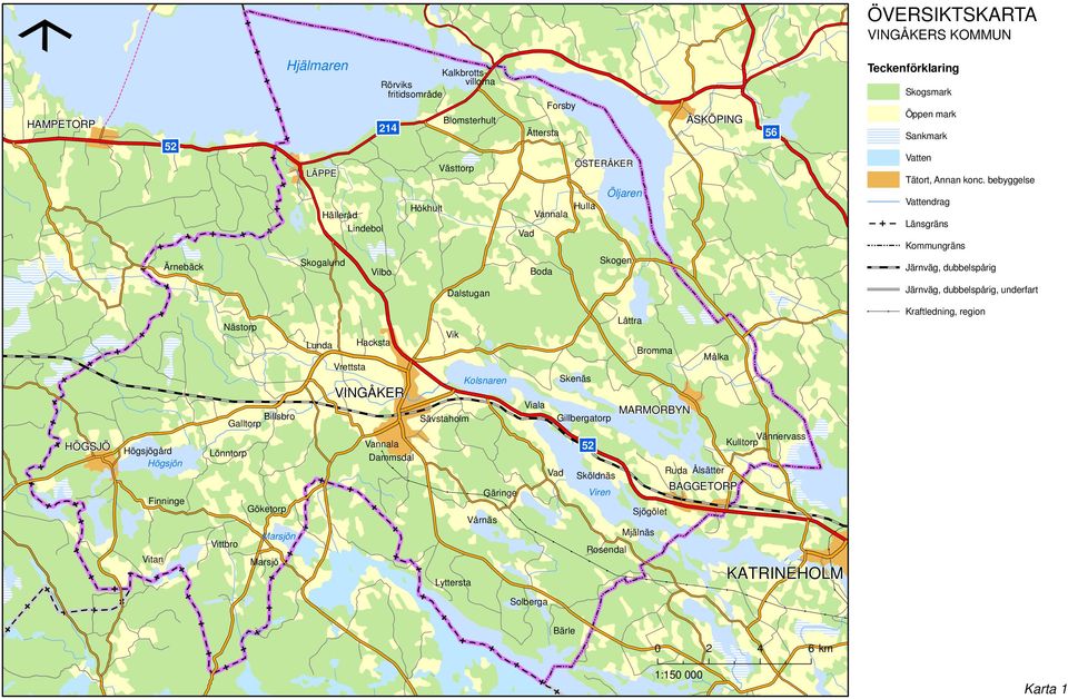 bebyggelse Vattendrag Länsgräns Kommungräns Järnväg, dubbelspårig Dalstugan Järnväg, dubbelspårig, underfart HÖGSJÖ Högsjögård Högsjön Finninge Vitan Nästorp Vittbro Galltorp Billsbro Lönntorp