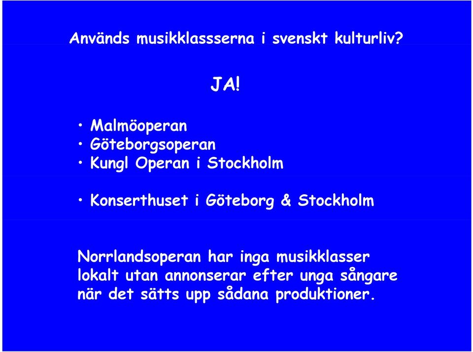 Konserthuset i Göteborg & Stockholm Norrlandsoperan har inga