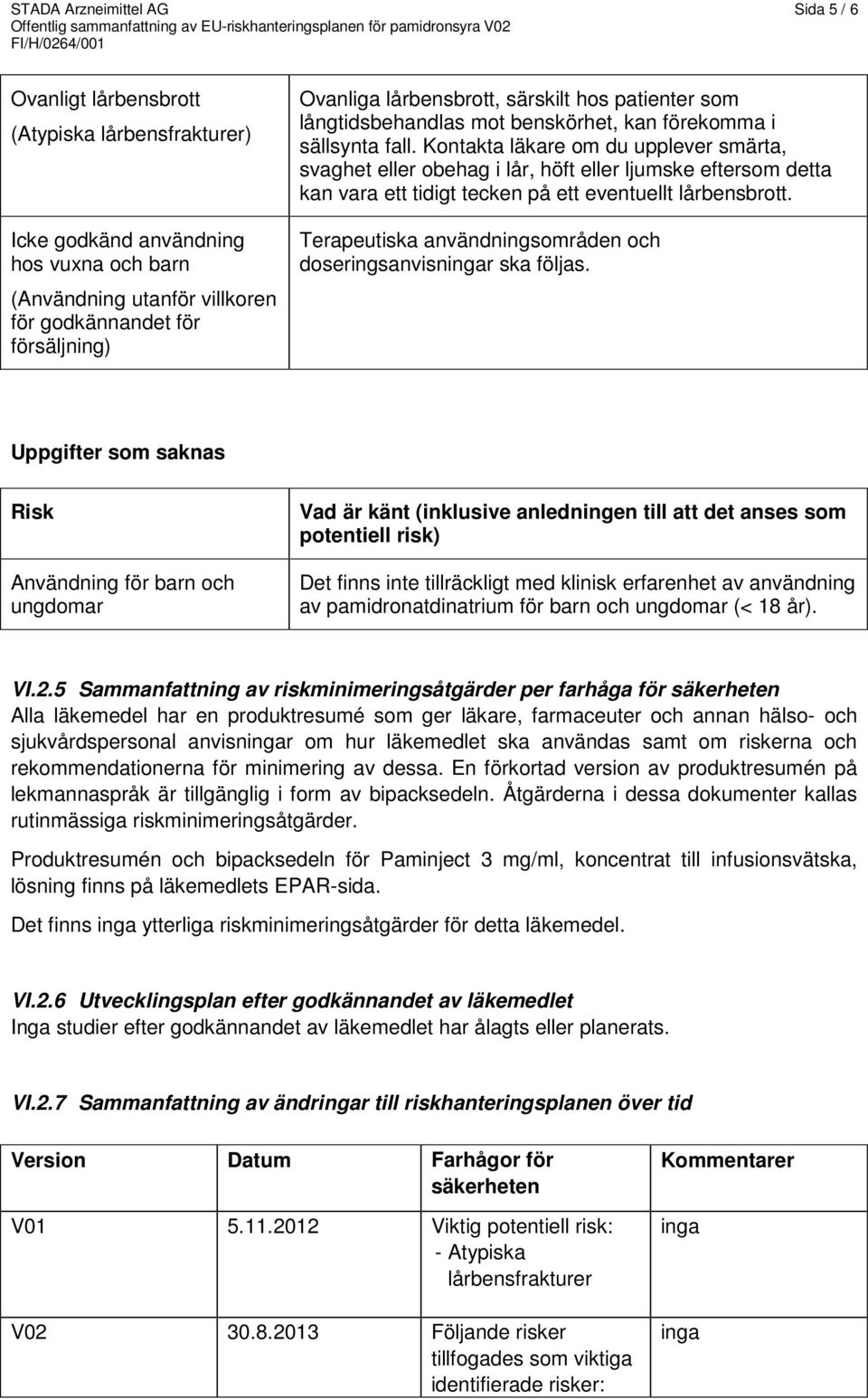 Kontakta läkare om du upplever smärta, svaghet eller obehag i lår, höft eller ljumske eftersom detta kan vara ett tidigt tecken på ett eventuellt lårbensbrott.