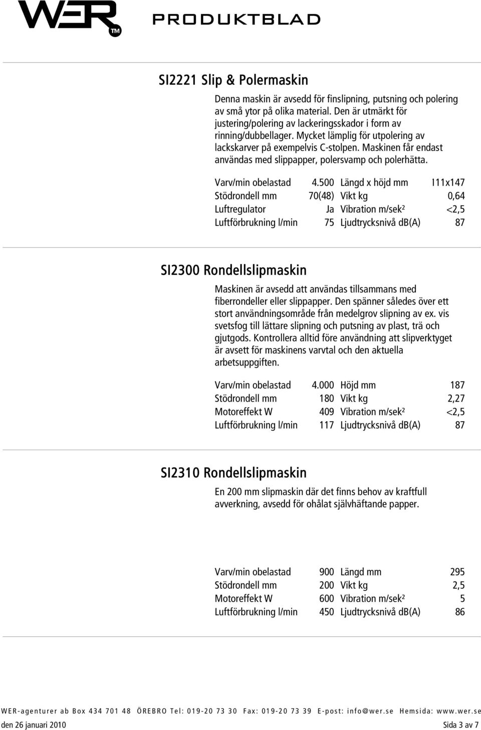 Maskinen får endast användas med slippapper, polersvamp och polerhätta. Varv/min obelastad 4.