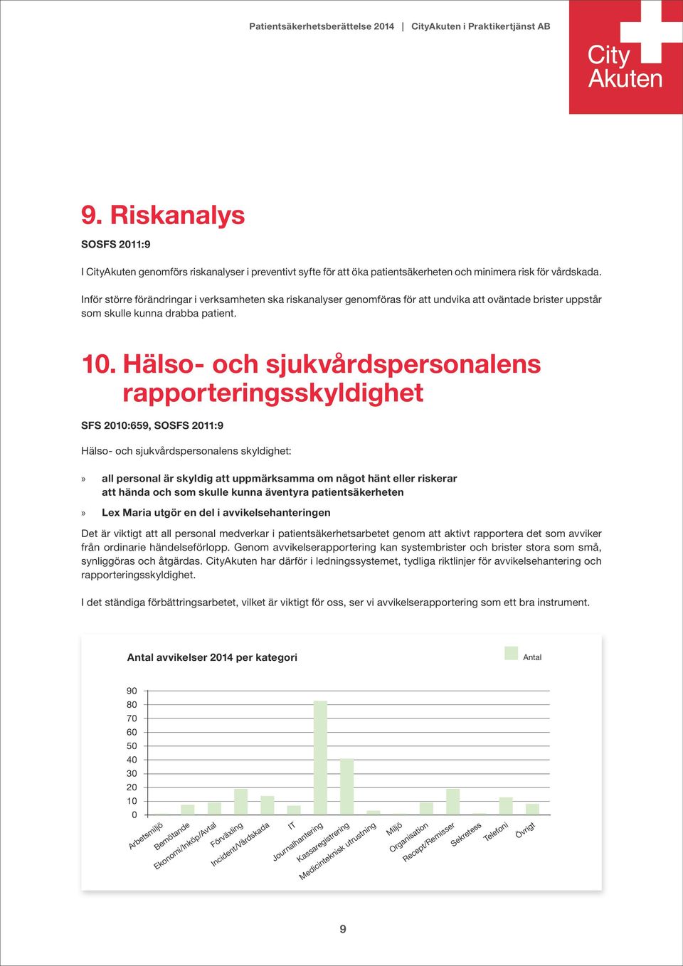 Hälso- och sjukvårdspersonalens rapporteringsskyldighet SFS 2010:659, SOSFS 2011:9 Hälso- och sjukvårdspersonalens skyldighet: all personal är skyldig att uppmärksamma om något hänt eller riskerar