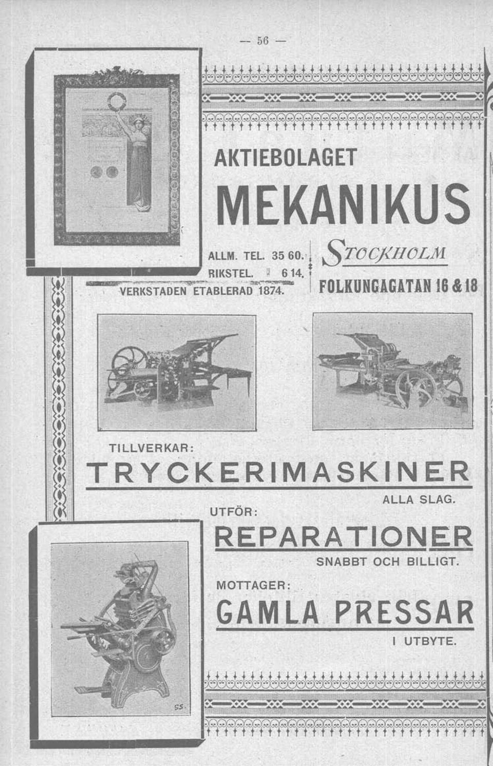 AKTIEBOLAGET MEKANIKUS - AllM. TEL 3560.,! SrOCjtHOLM RIKSTEL ~ 6 14.