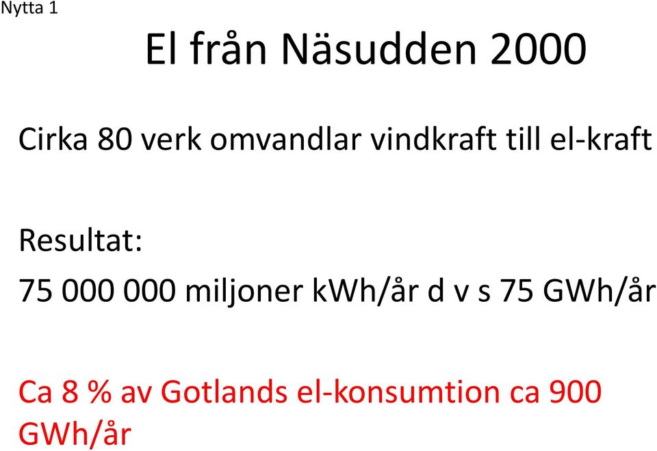 75 000 000 miljoner kwh/år d v s 75 GWh/år