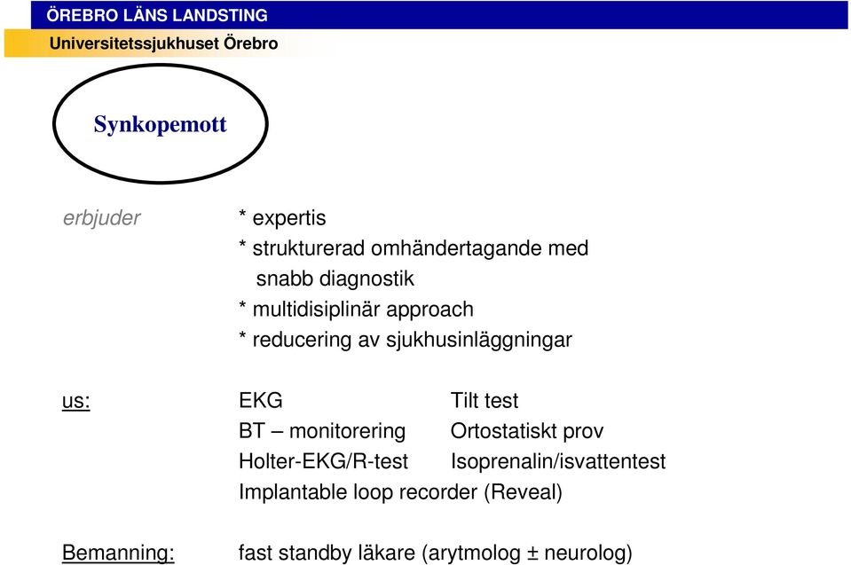 Tilt test BT monitorering Ortostatiskt prov Holter-EKG/R-test