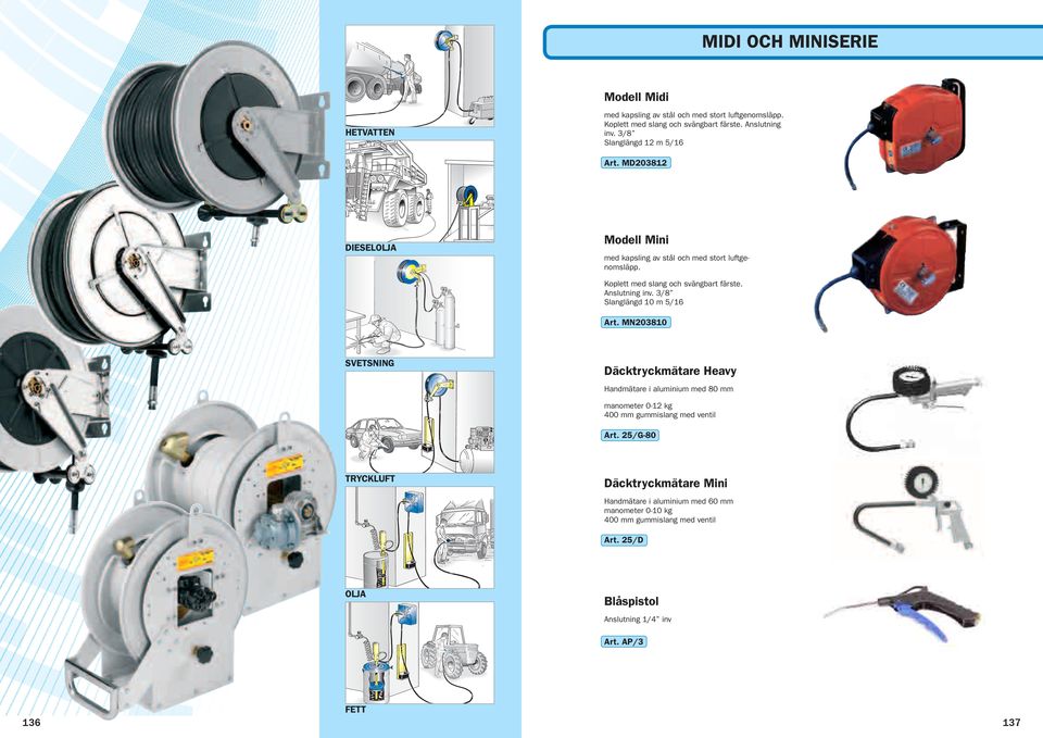 3/8 Slanglängd 10 m 5/16 Art. MN203810 SVETSNING Däcktryckmätare Heavy Handmätare i aluminium med 80 mm manometer 0-12 kg 400 mm gummislang med ventil Art.