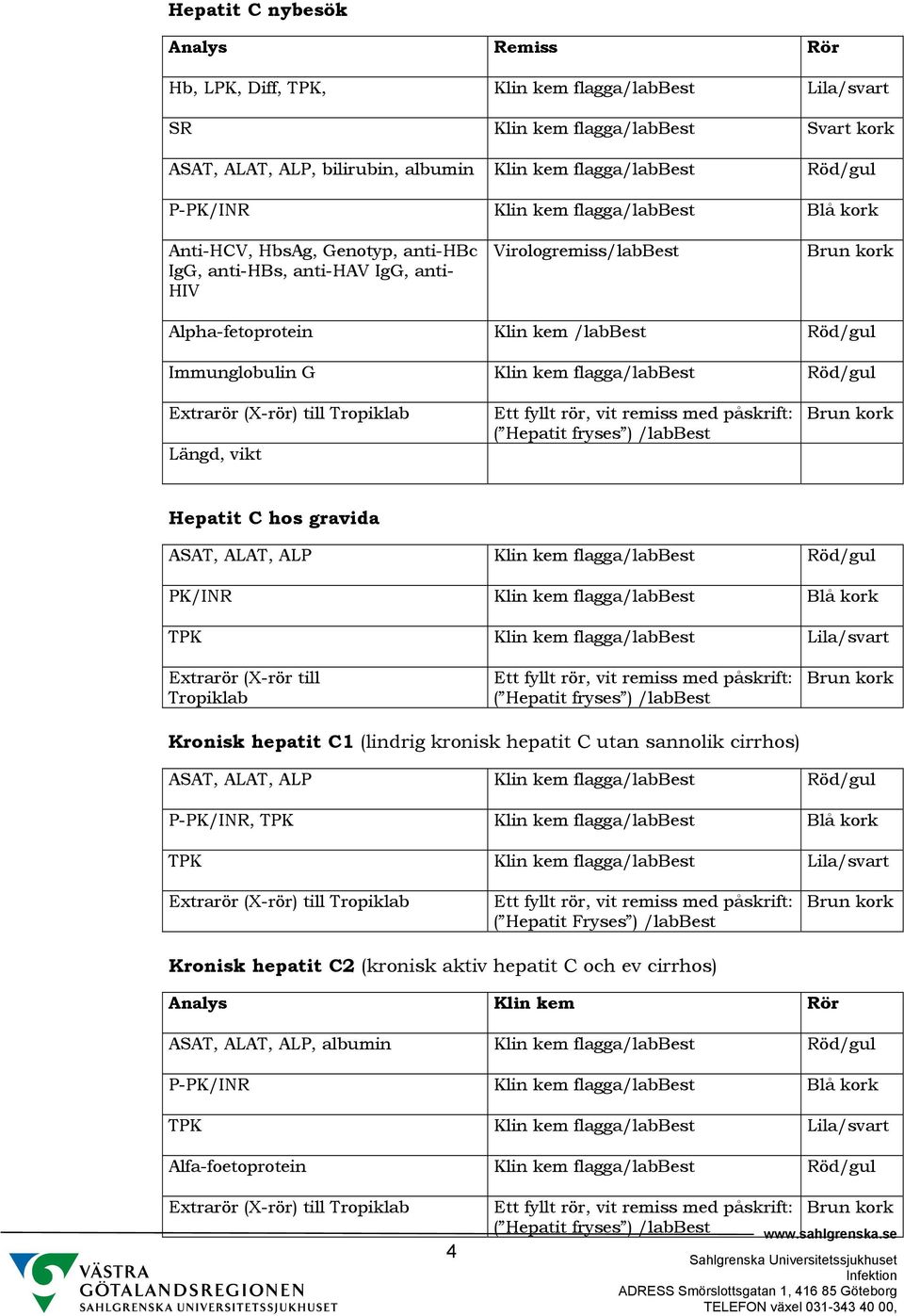 flagga/labbest Blå kork Extrarör (X-rör till Kronisk hepatit C1 (lindrig kronisk hepatit C utan sannolik cirrhos) P-PK/INR, TPK Klin kem flagga/labbest Blå kork ( Hepatit Fryses )