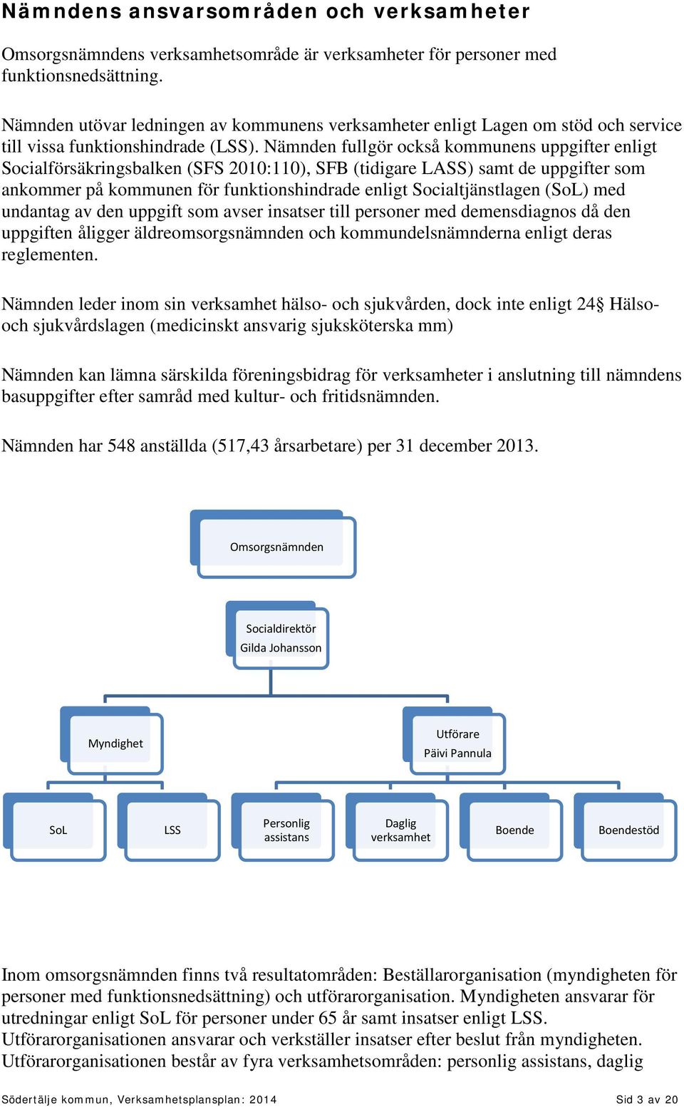 Nämnden fullgör också kommunens uppgifter enligt Socialförsäkringsbalken (SFS 2010:110), SFB (tidigare LASS) samt de uppgifter som ankommer på kommunen för funktionshindrade enligt Socialtjänstlagen