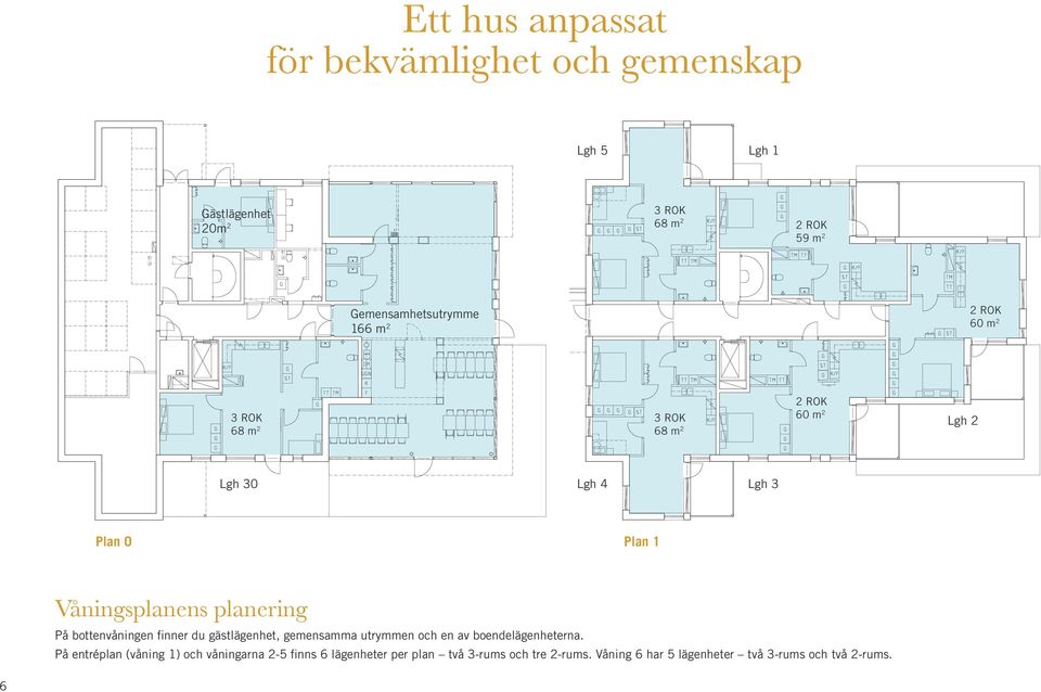 bottenvåningen finner du gästlägenhet, gemensamma utrymmen och en av boendelägenheterna.