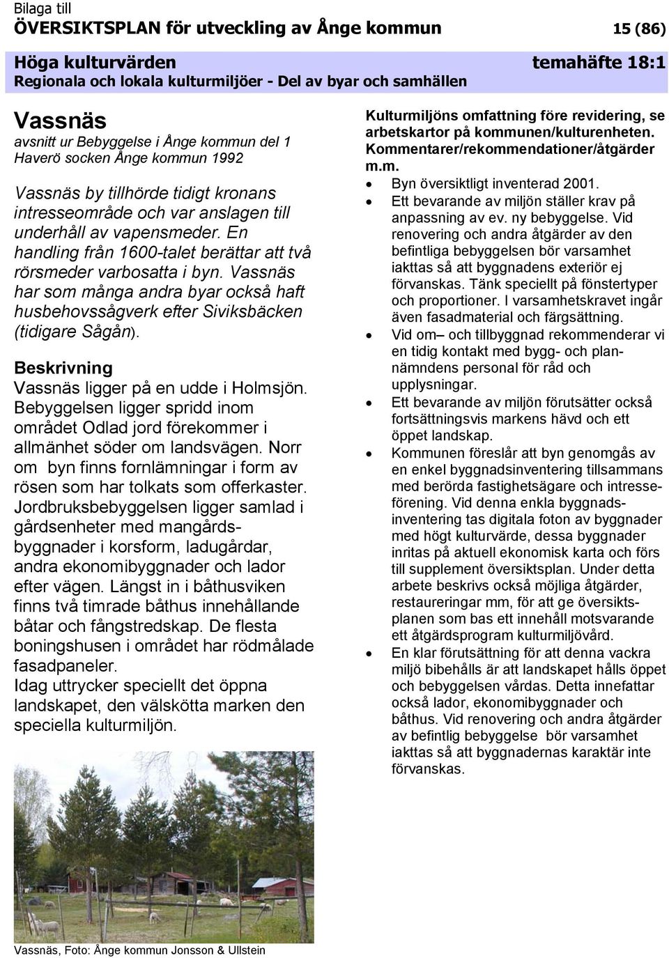 Vassnäs har som många andra byar också haft husbehovssågverk efter Siviksbäcken (tidigare Sågån). Vassnäs ligger på en udde i Holmsjön.