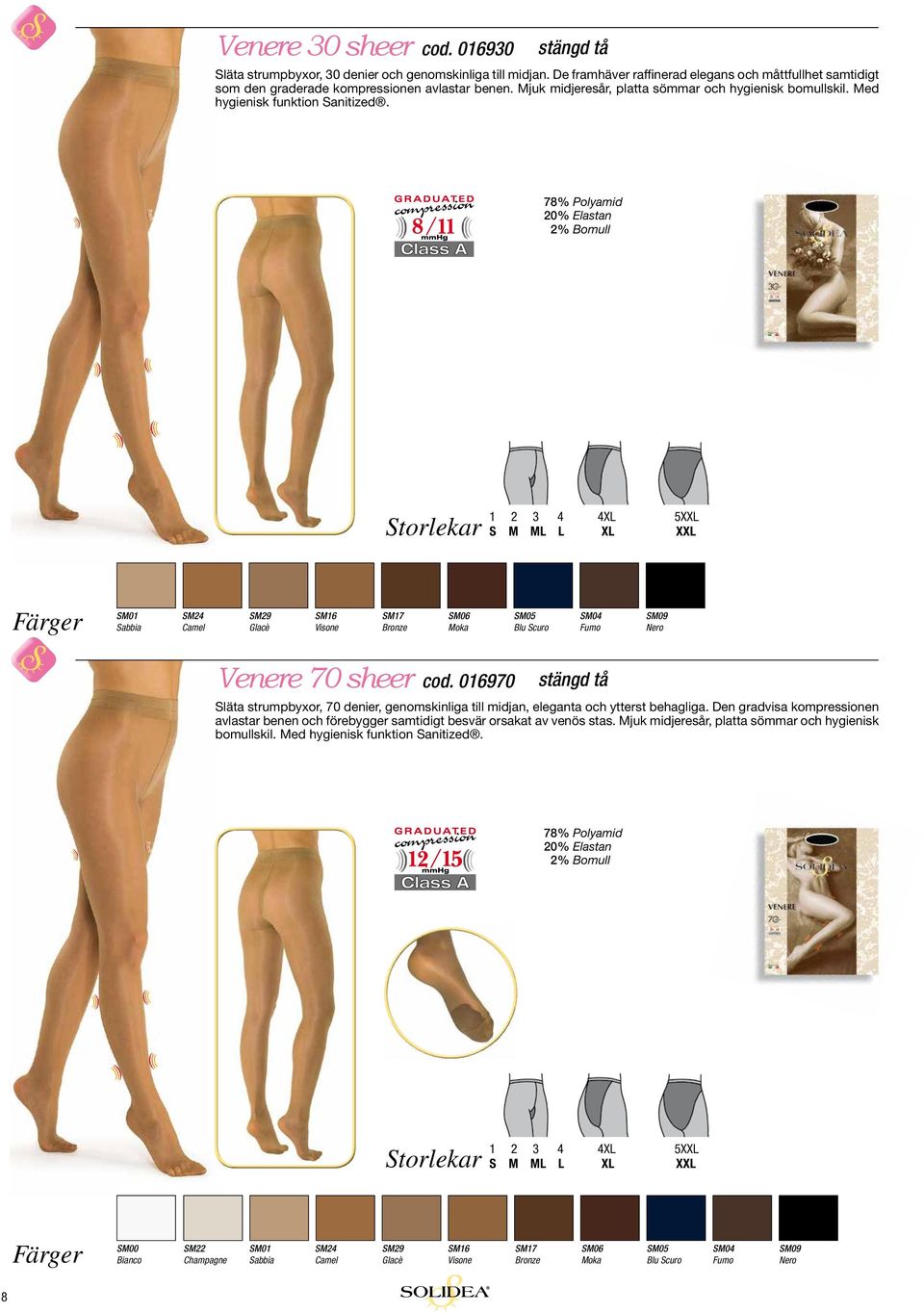 78% Polyamid 1 2 3 4 4XL 5XXL S M ML L XL XXL SM01 Sabbia SM29 Glacè SM16 Visone SM17 Bronze SM06 SM05 Blu Scuro SM04 Fumo Venere 70 sheer cod.