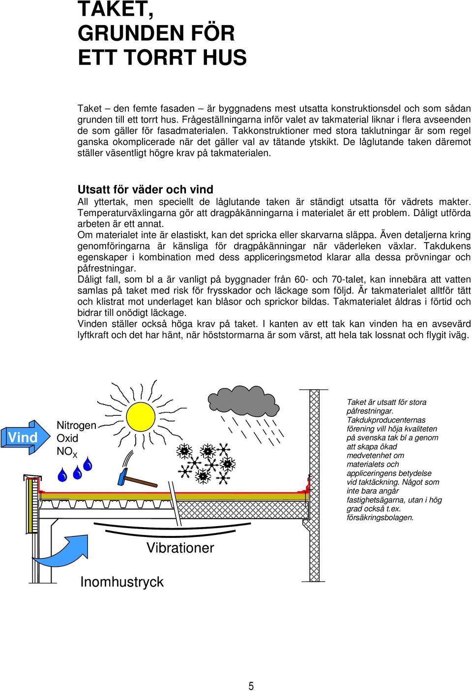 Takkonstruktioner med stora taklutningar är som regel ganska okomplicerade när det gäller val av tätande ytskikt. De låglutande taken däremot ställer väsentligt högre krav på takmaterialen.