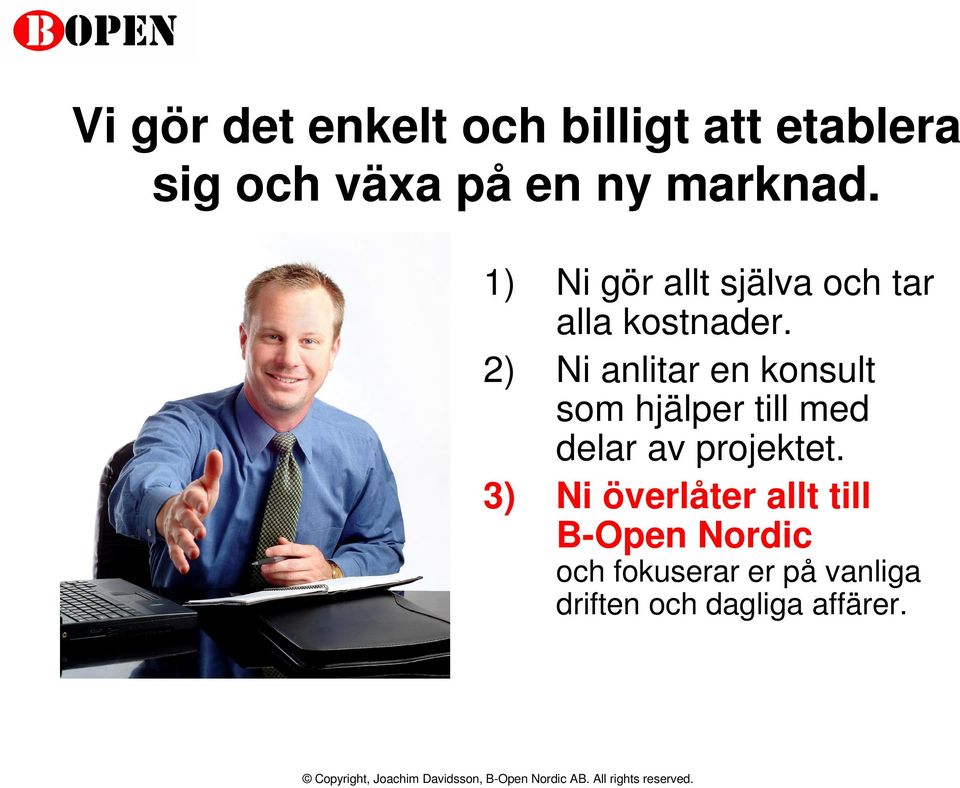 Ni anlitar en konsult som hjälper till med delar av projektet.