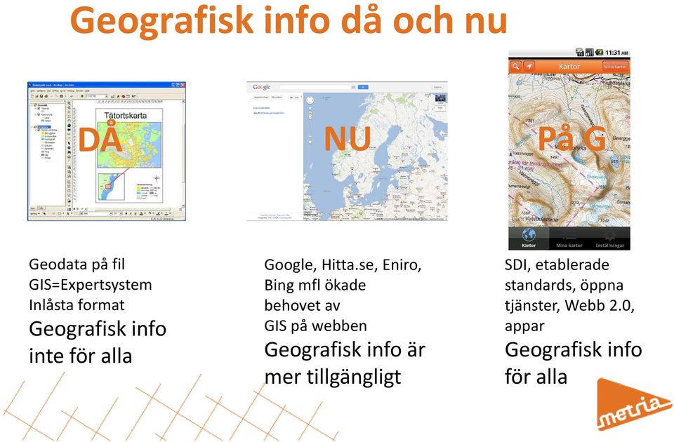 se, Eniro, Bing mfl ökade behovet av GIS på webben Geografisk info är mer
