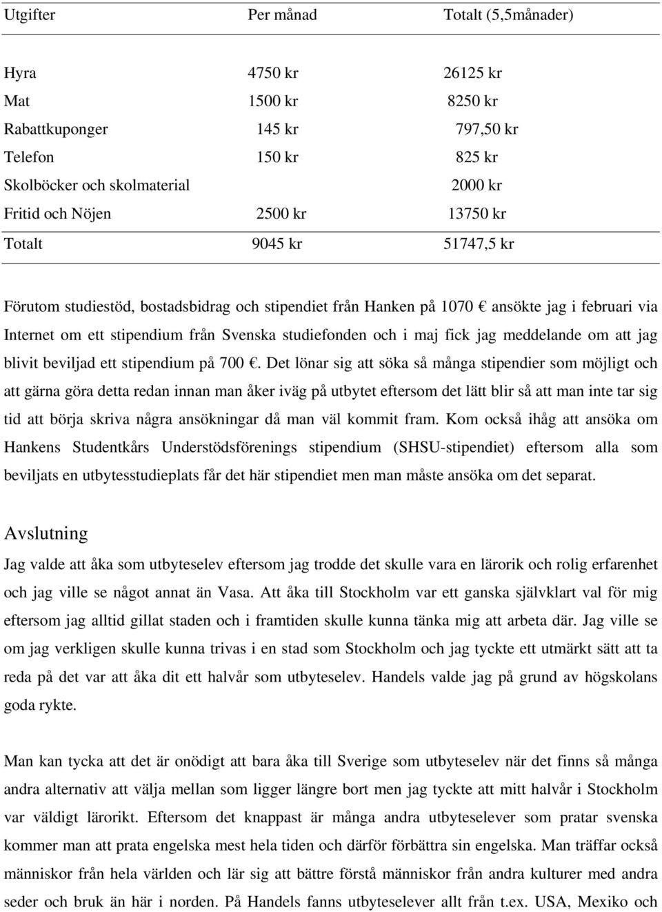 jag meddelande om att jag blivit beviljad ett stipendium på 700.