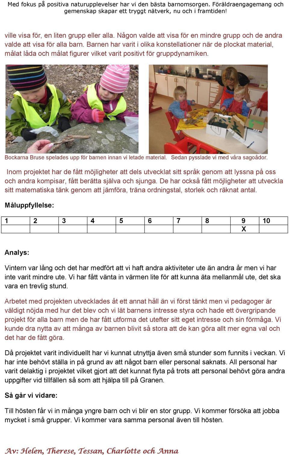 Bockarna Bruse spelades upp för barnen innan vi letade material. Sedan pysslade vi med våra sagoådor.