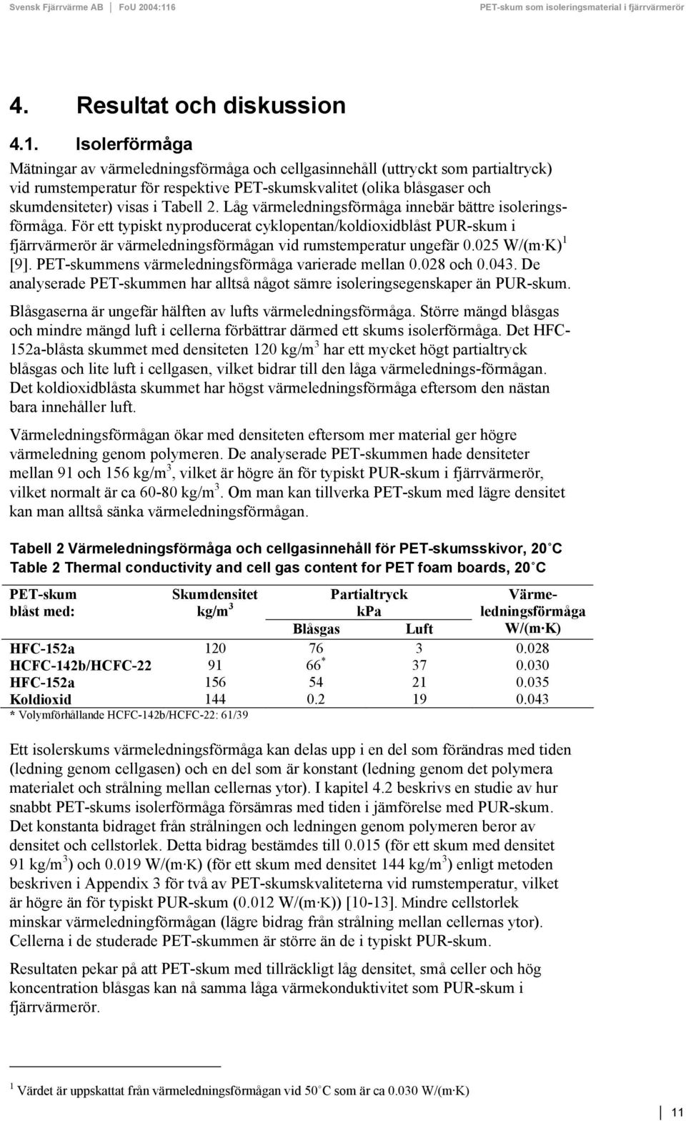 2. Låg värmeledningsförmåga innebär bättre isoleringsförmåga. För ett typiskt nyproducerat cyklopentan/koldioxidblåst PUR-skum i fjärrvärmerör är värmeledningsförmågan vid rumstemperatur ungefär 0.
