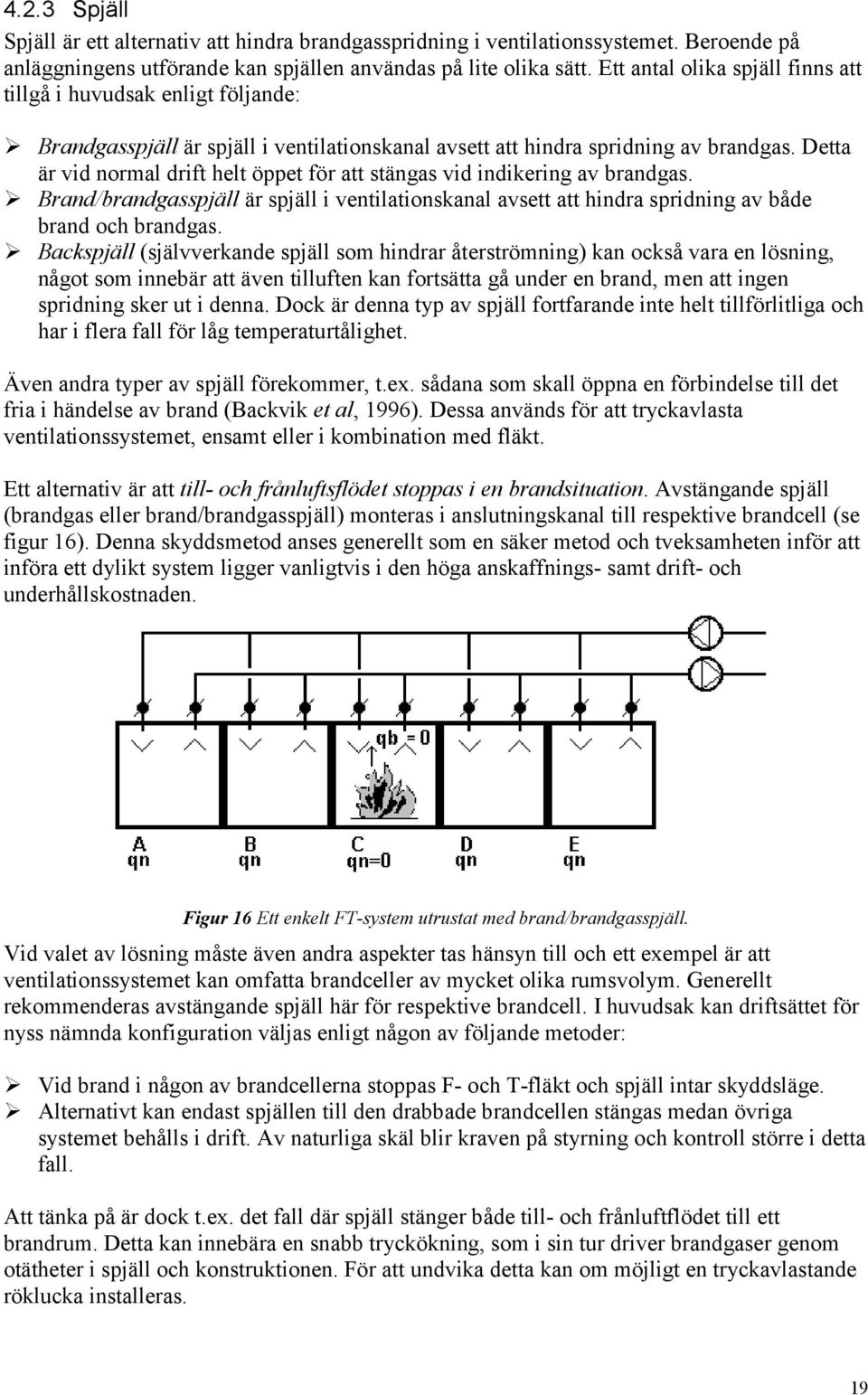 Detta är vid normal drift helt öppet för att stängas vid indikering av brandgas. Brand/brandgasspjäll är spjäll i ventilationskanal avsett att hindra spridning av både brand och brandgas.