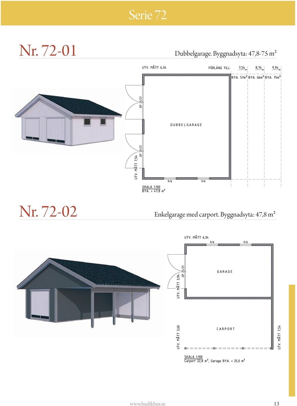 72-02 Enkelgarage med carport.