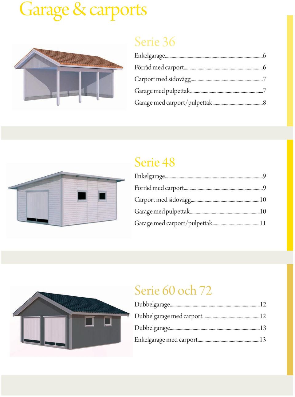 ..9 Förråd med carport...9 Carport med sidovägg...10 Garage med pulpettak.