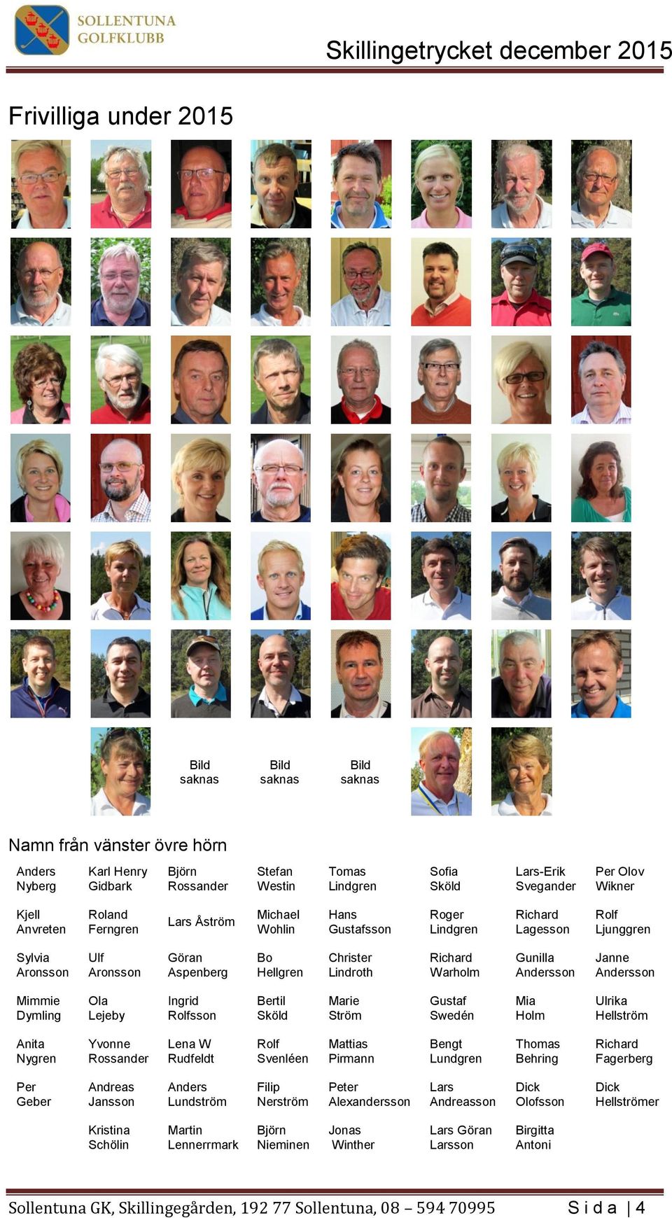 Lindroth Richard Warholm Gunilla Andersson Janne Andersson Mimmie Dymling Ola Lejeby Ingrid Rolfsson Bertil Sköld Marie Ström Gustaf Swedén Mia Holm Ulrika Hellström Anita Nygren Yvonne Rossander