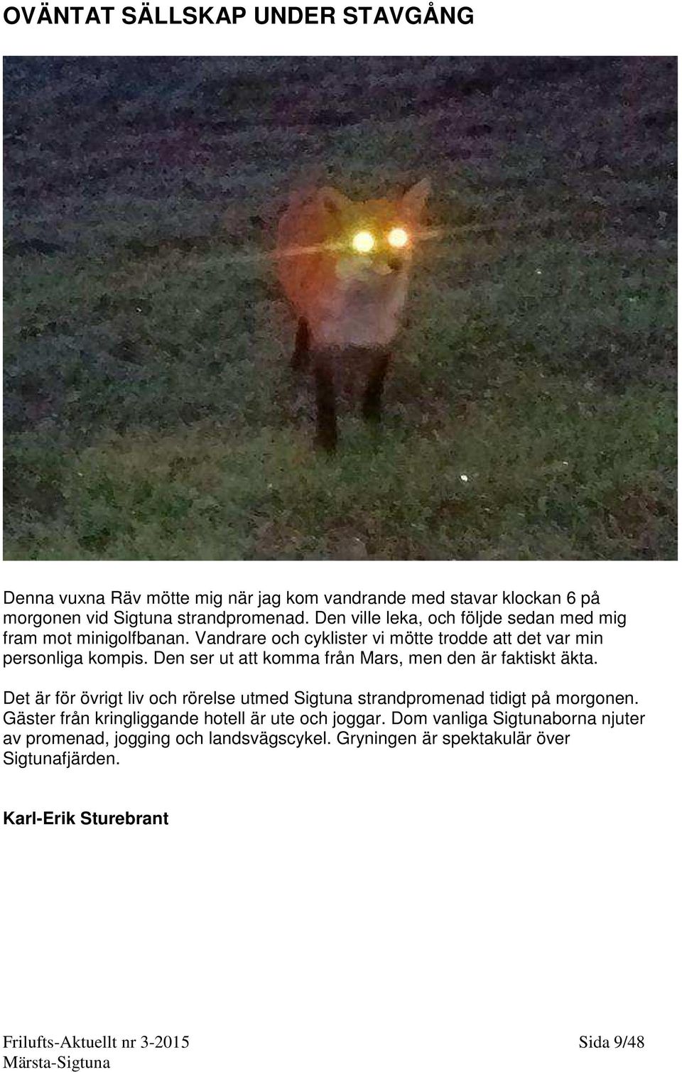 Den ser ut att komma från Mars, men den är faktiskt äkta. Det är för övrigt liv och rörelse utmed Sigtuna strandpromenad tidigt på morgonen.