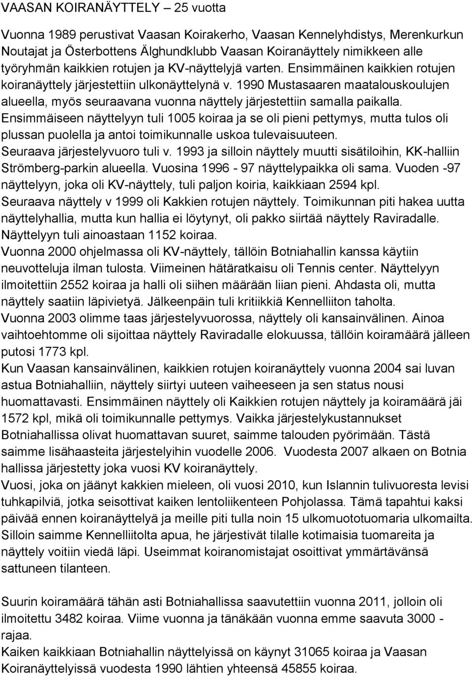 1990 Mustasaaren maatalouskoulujen alueella, myös seuraavana vuonna näyttely järjestettiin samalla paikalla.