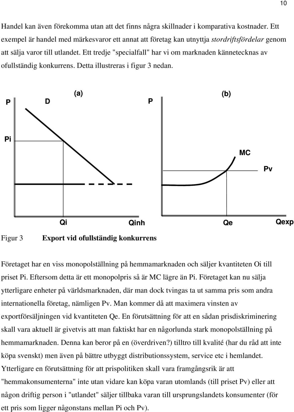 Ett tredje "specialfall" har vi om marknaden kännetecknas av ofullständig konkurrens. Detta illustreras i figur 3 nedan.