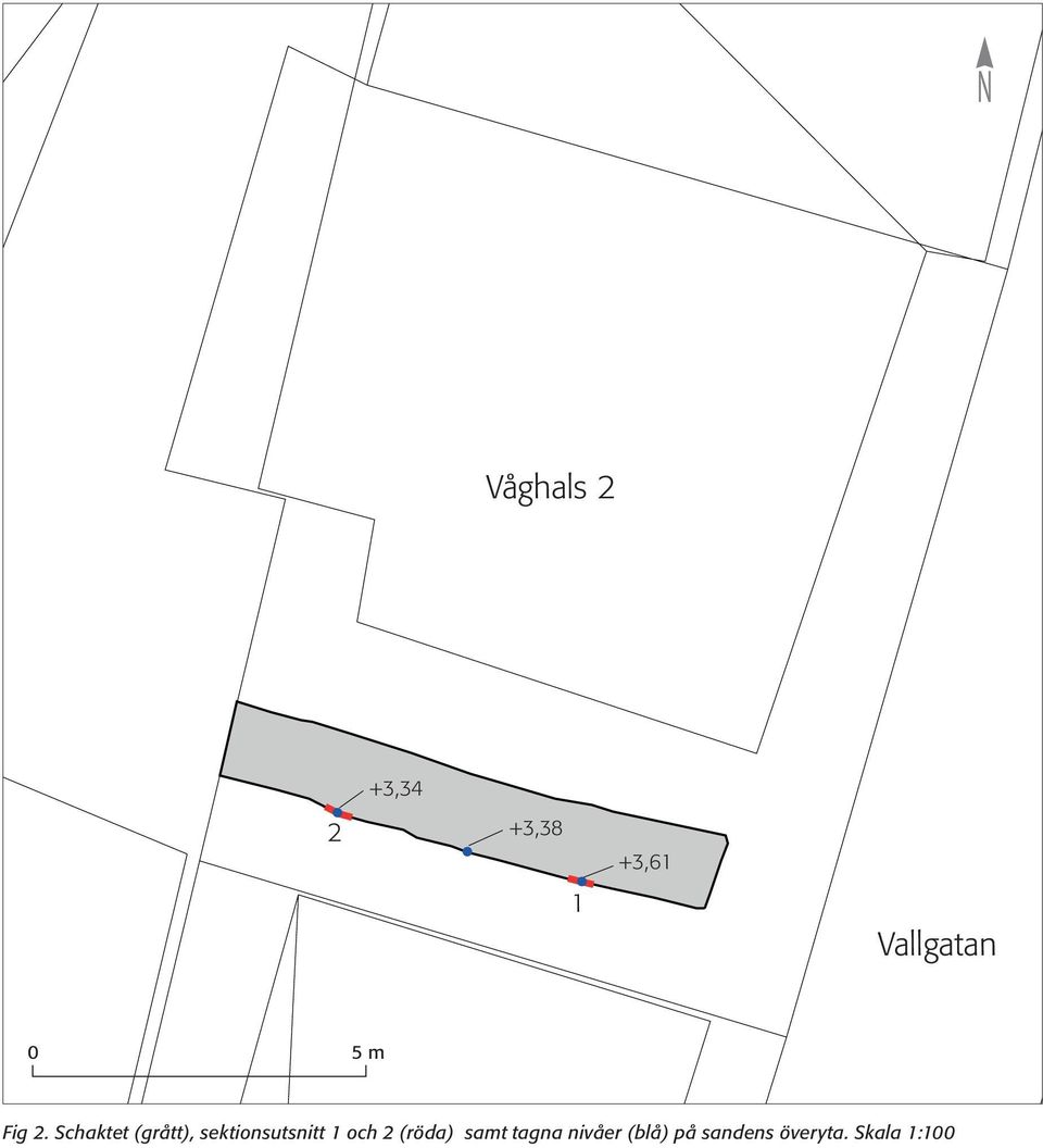 Schaktet (grått), sektionsutsnitt 1 och