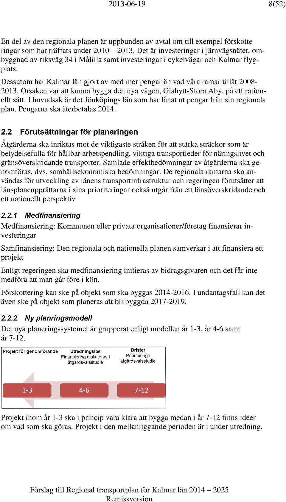 Dessutom har Kalmar län gjort av med mer pengar än vad våra ramar tillät 2008-2013. Orsaken var att kunna bygga den nya vägen, Glahytt-Stora Aby, på ett rationellt sätt.