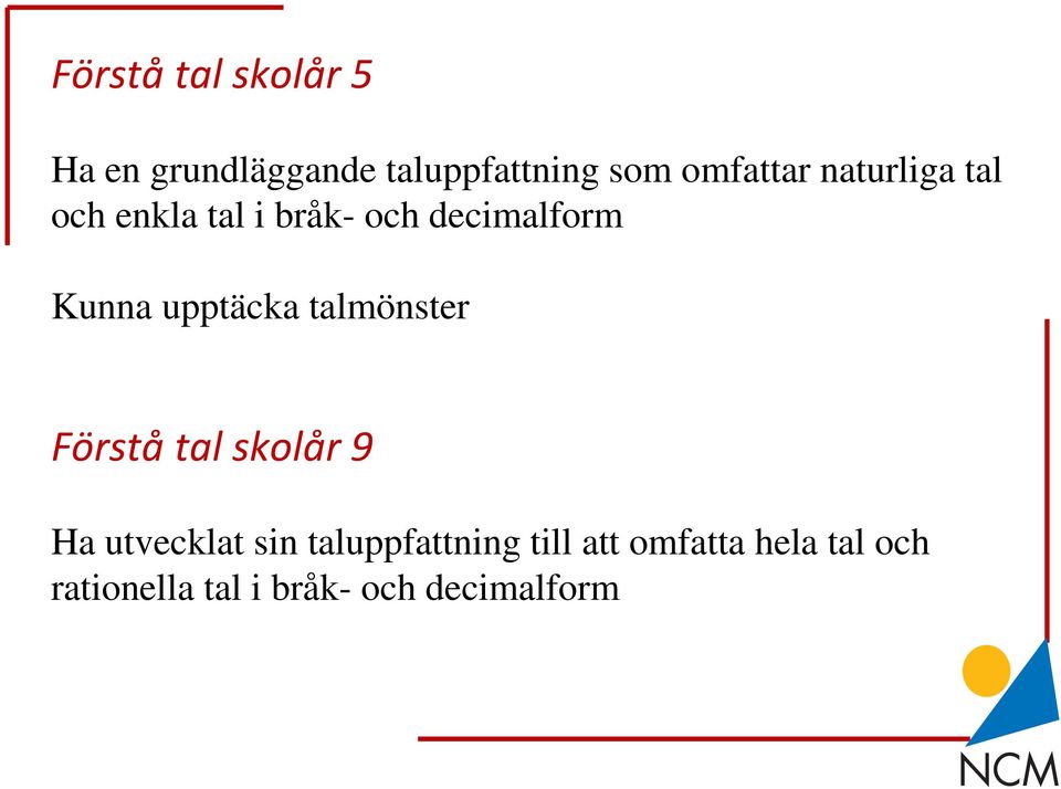 upptäcka talmönster Förstå tal skolår 9 Ha utvecklat sin