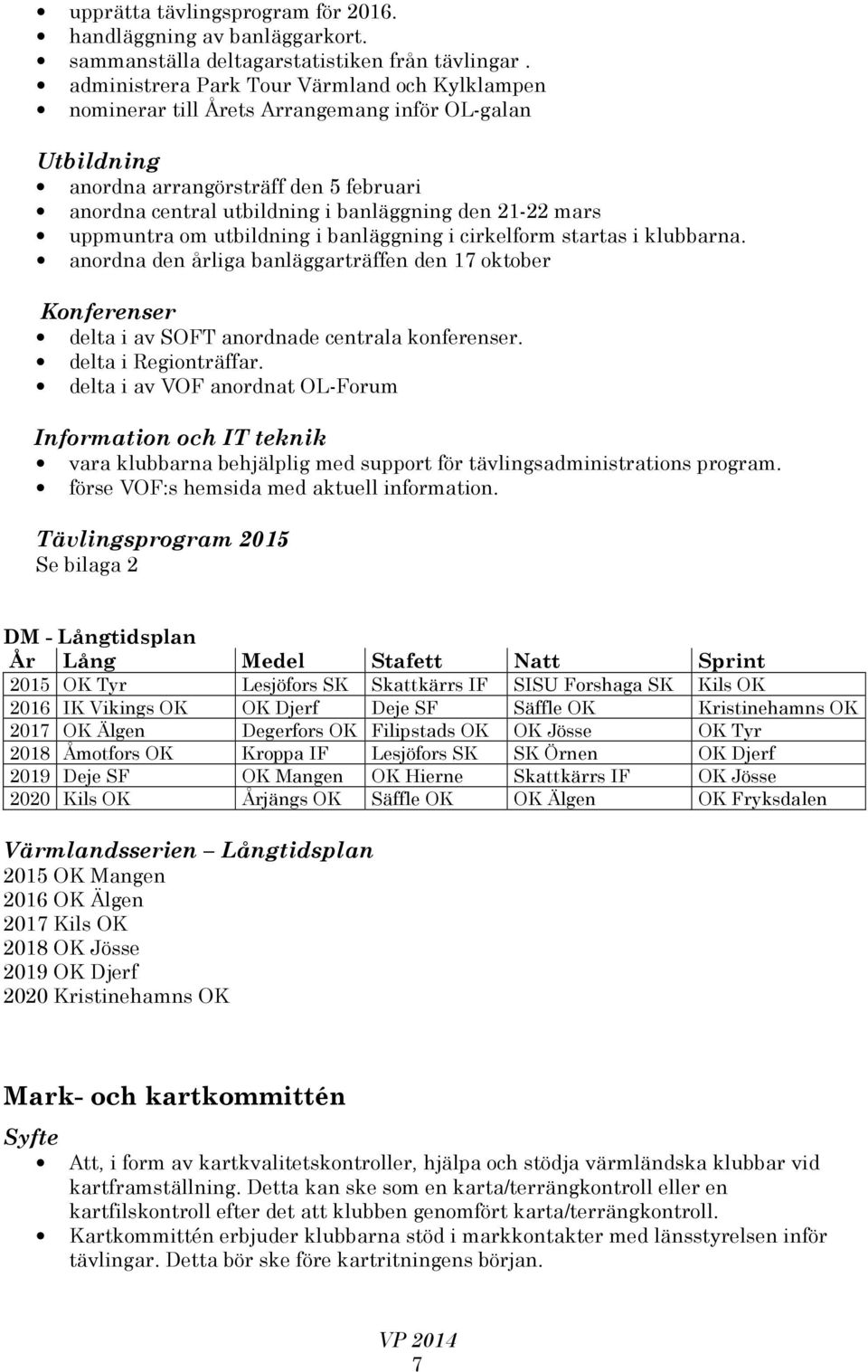 uppmuntra om utbildning i banläggning i cirkelform startas i klubbarna. anordna den årliga banläggarträffen den 17 oktober Konferenser delta i av SOFT anordnade centrala konferenser.