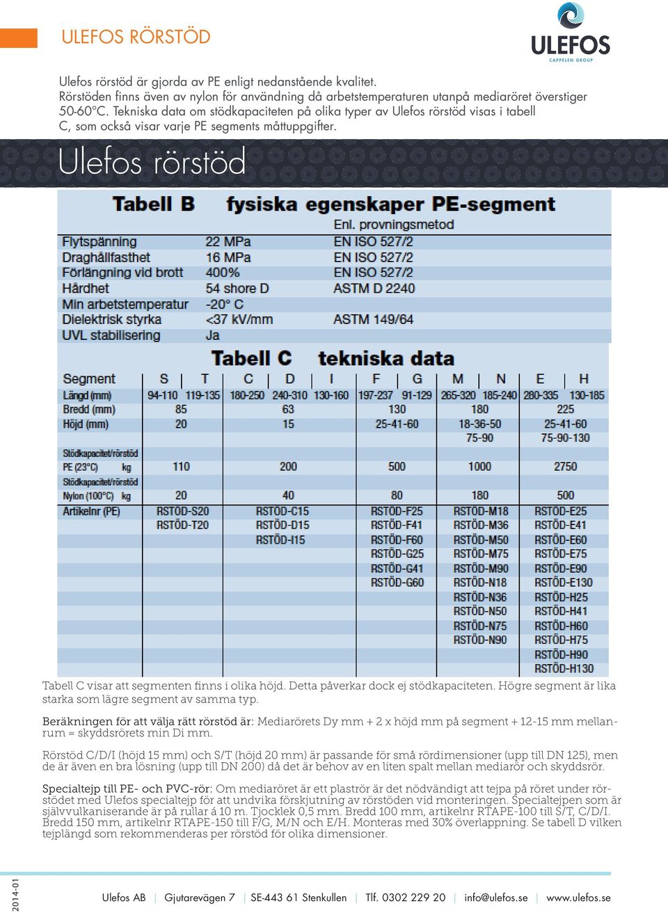 Detta påverkar dock ej stödkapaciteten. Högre segment är lika starka som lägre segment av samma typ.