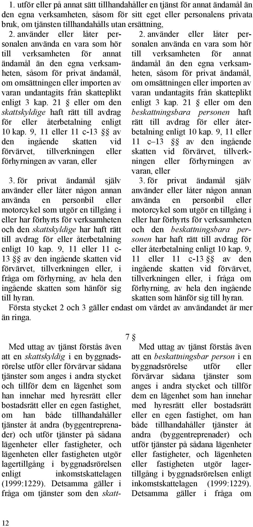 från skatteplikt enligt 3 kap. 21 eller om den skattskyldige haft rätt till avdrag för eller återbetalning enligt 10 kap.