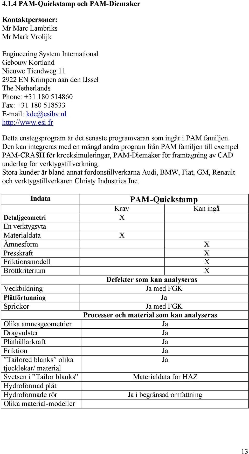 Den kan integreras med en mängd andra program från PAM familjen till exempel PAM-CRASH för krocksimuleringar, PAM-Diemaker för framtagning av CAD underlag för verktygstillverkning.