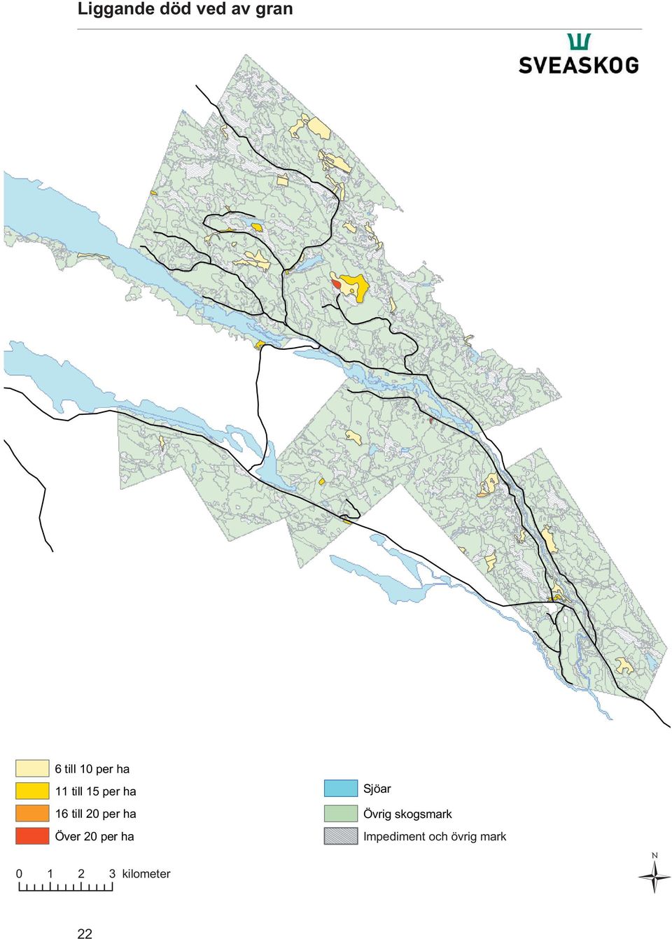 ha 16 till 20 per ha Över 20 per ha Sjöar
