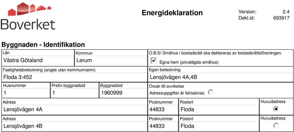 Småhus i bostadsrätt ska deklareras av bostadsrättsföreningen.