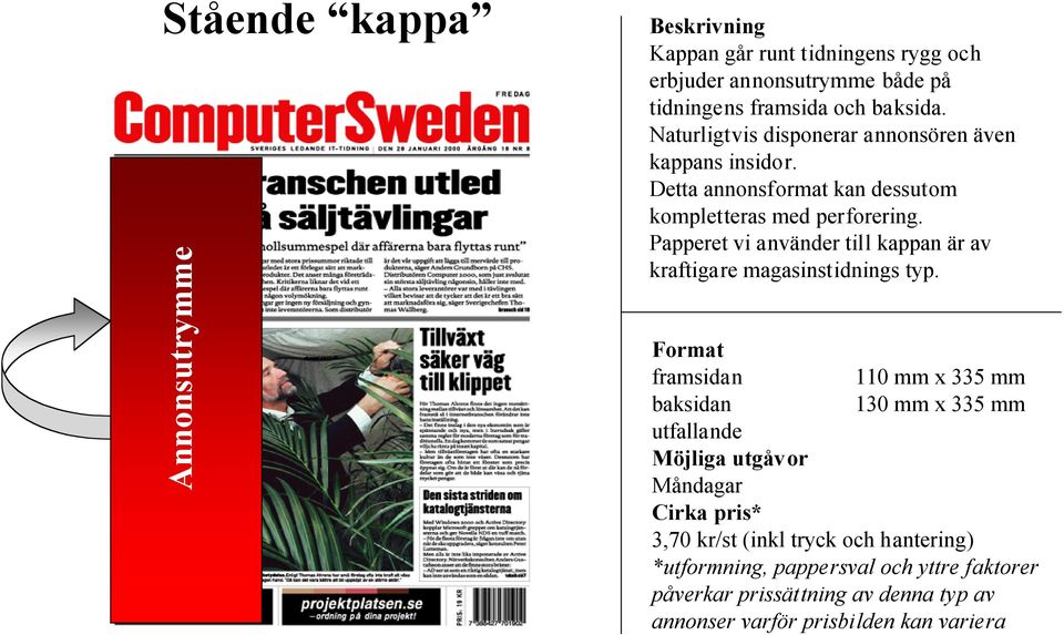 Detta annonsformat kan dessutom kompletteras med perforering.