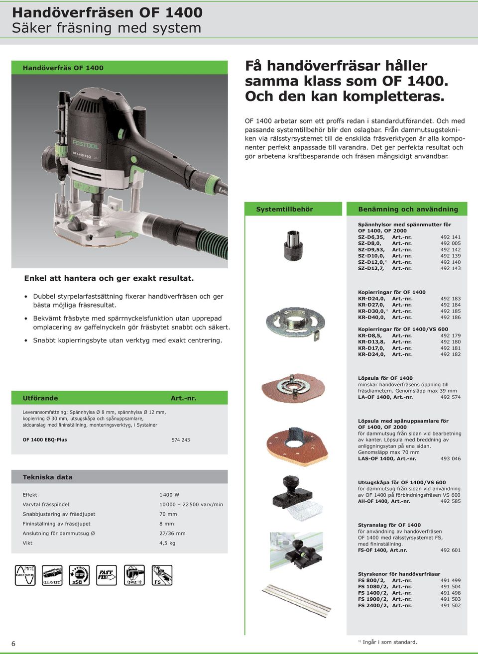 Från dammutsugstekniken via rälsstyrsystemet till de enskilda fräsverktygen är alla komponenter perfekt anpassade till varandra.