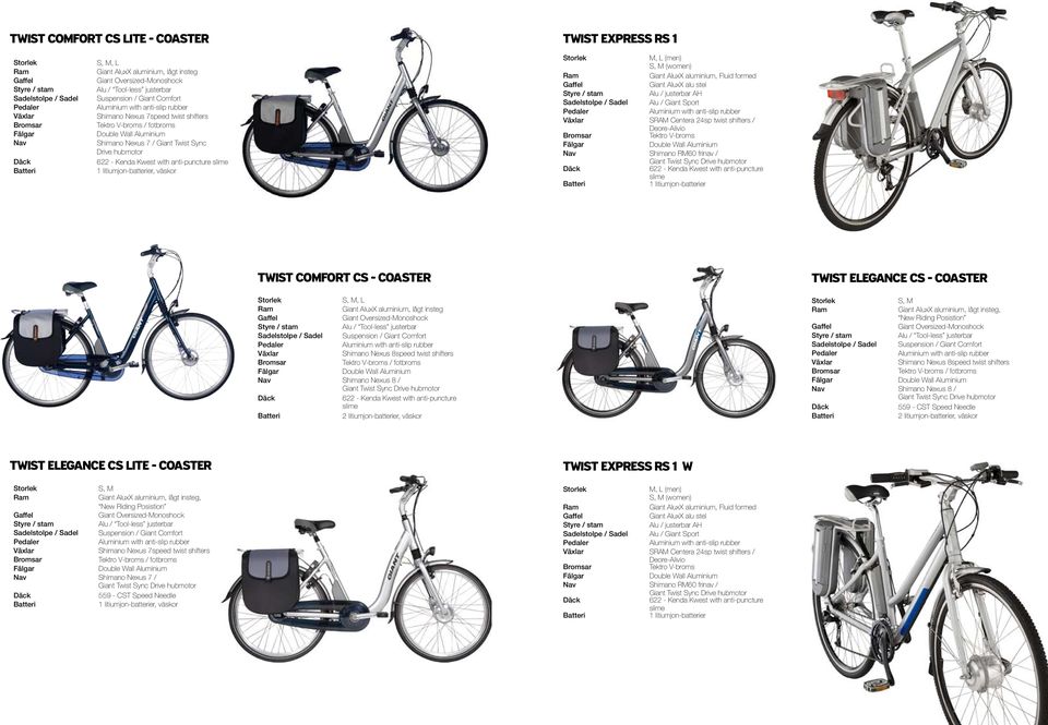 Twist Elegance CS - coaster S, M Giant AluxX aluminium, lågt insteg, New Riding Posistion / fotbroms 559 - CST Speed Needle Twist Elegance CS Lite - coaster S, M Giant AluxX