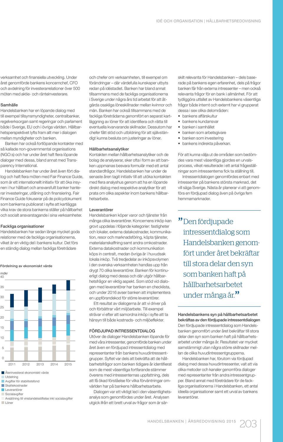 Samhälle Handelsbanken har en löpande dialog med till exempel tillsynsmyndigheter, centralbanker, regelverksorgan samt regeringar och parlament både i Sverige, EU och i övriga världen.