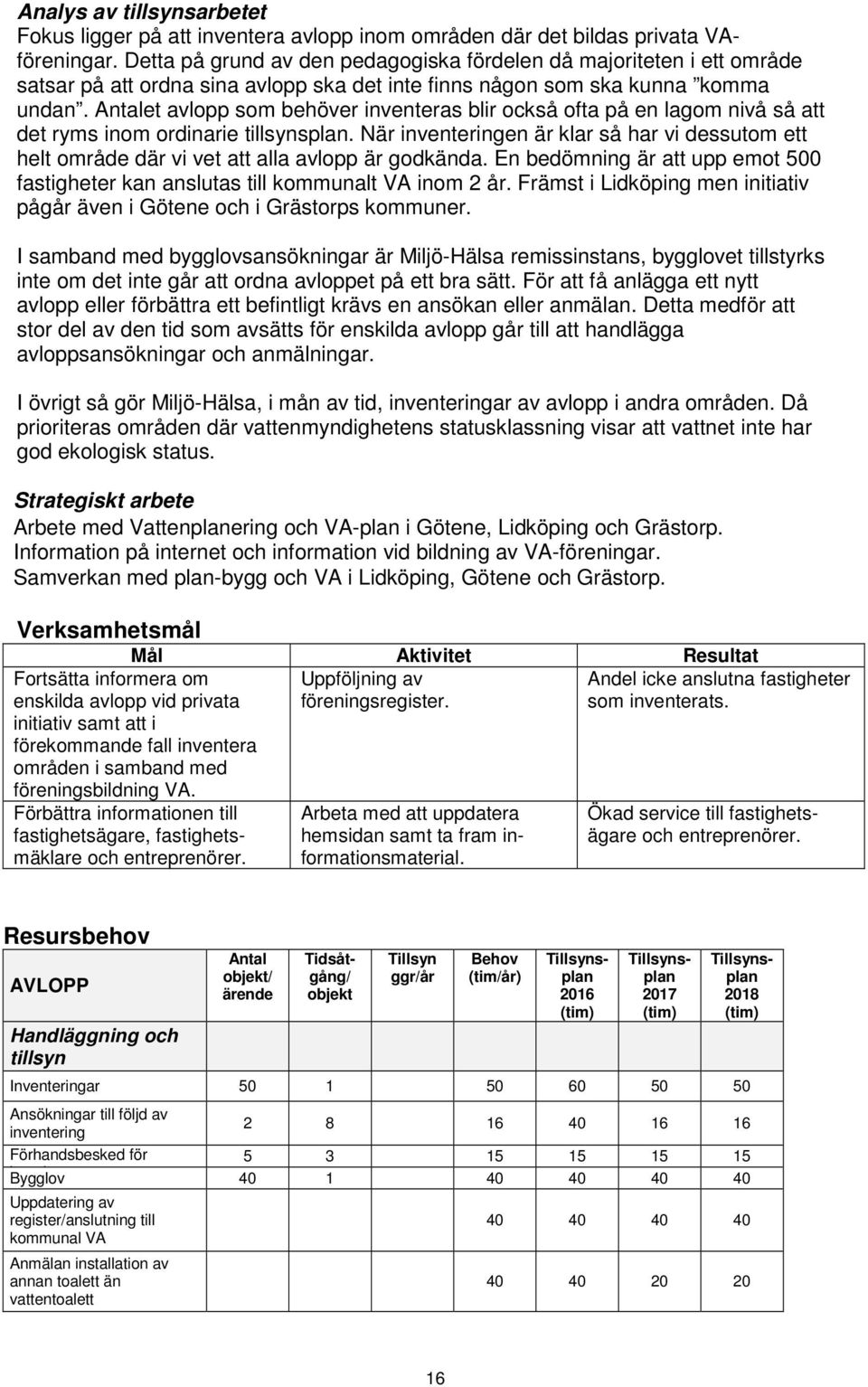 Antalet avlopp som behöver inventeras blir också ofta på en lagom nivå så att det ryms inom ordinarie tillsynsplan.