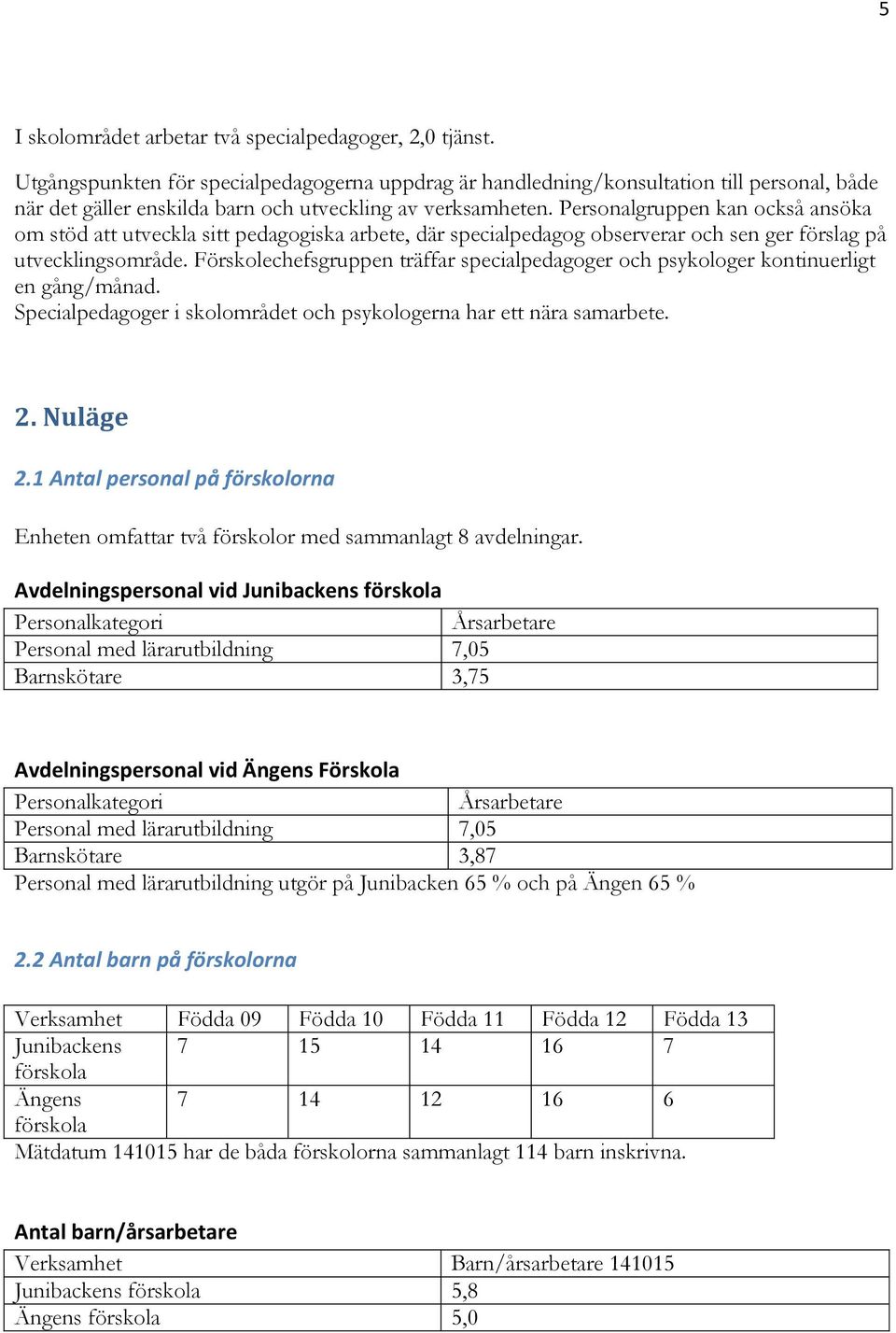 Personalgruppen kan också ansöka om stöd att utveckla sitt pedagogiska arbete, där specialpedagog observerar och sen ger förslag på utvecklingsområde.