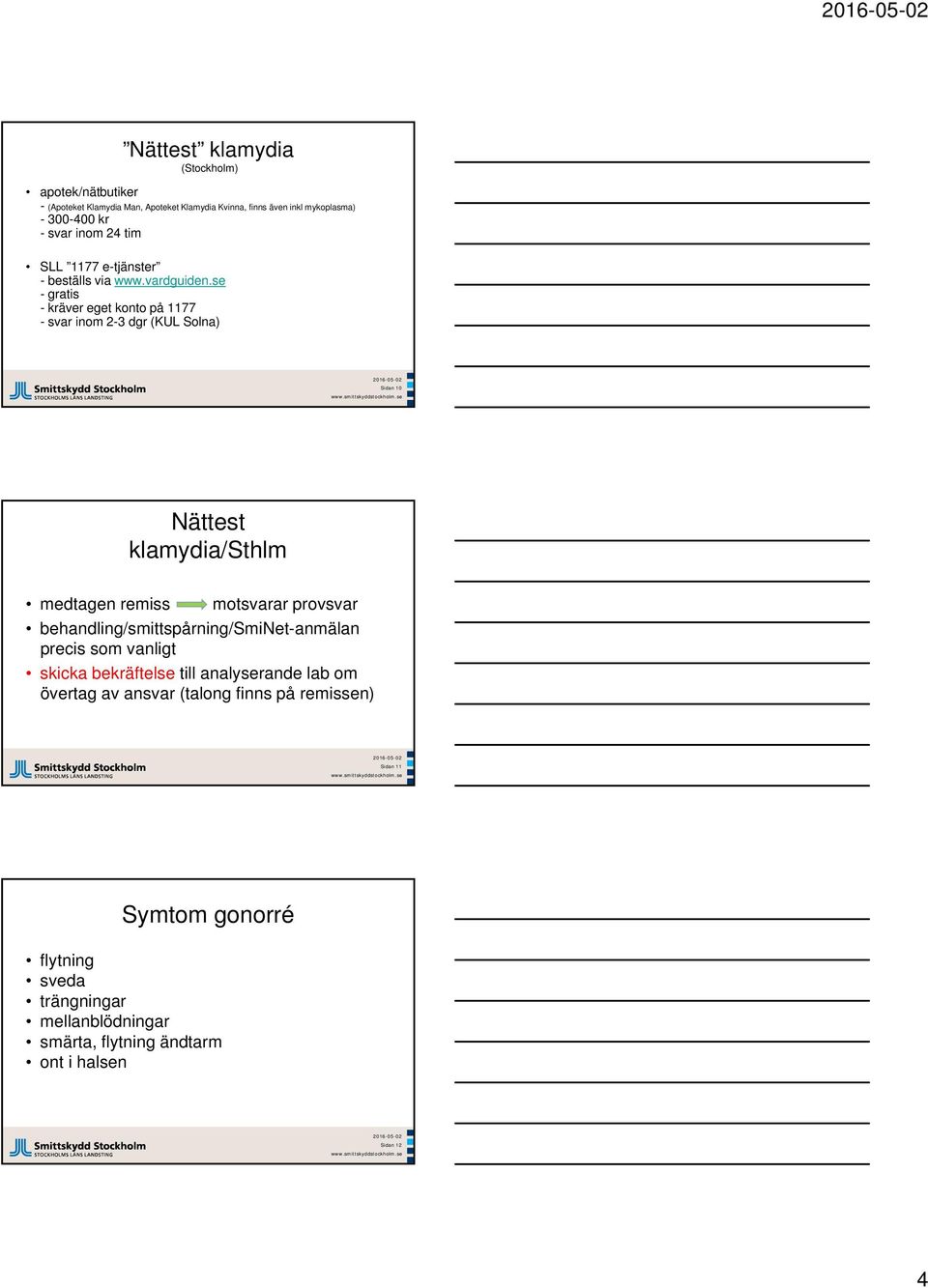 se -gratis - kräver eget konto på 1177 - svar inom 2-3 dgr (KUL Solna) Sidan 10 Nättest klamydia/sthlm medtagen remiss motsvarar provsvar