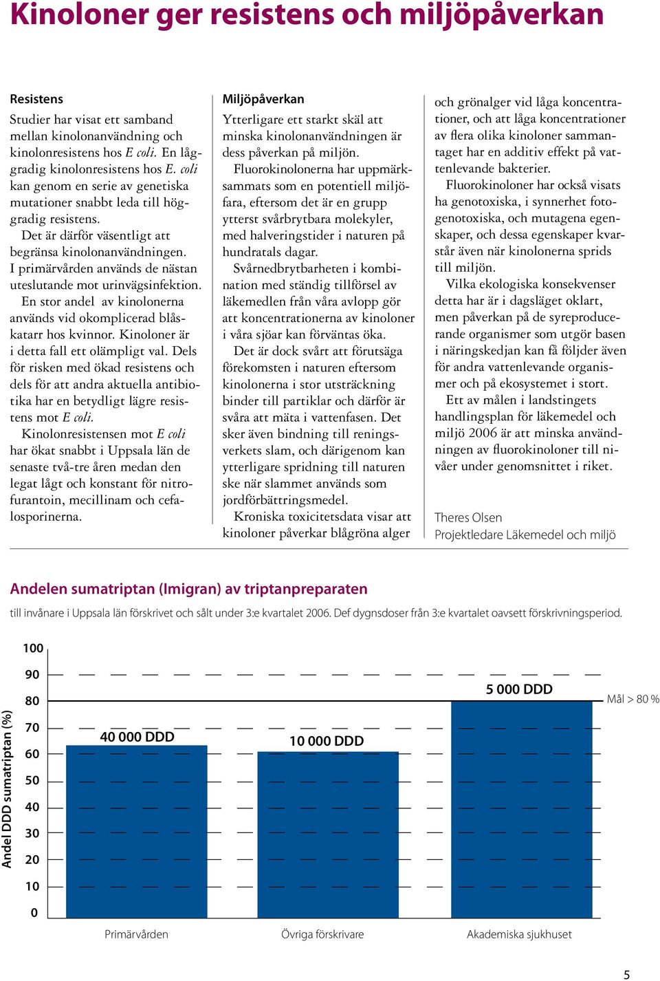 I primärvården används de nästan uteslutande mot urinvägsinfektion. En stor andel av kinolonerna används vid okomplicerad blåskatarr hos kvinnor. Kinoloner är i detta fall ett olämpligt val.