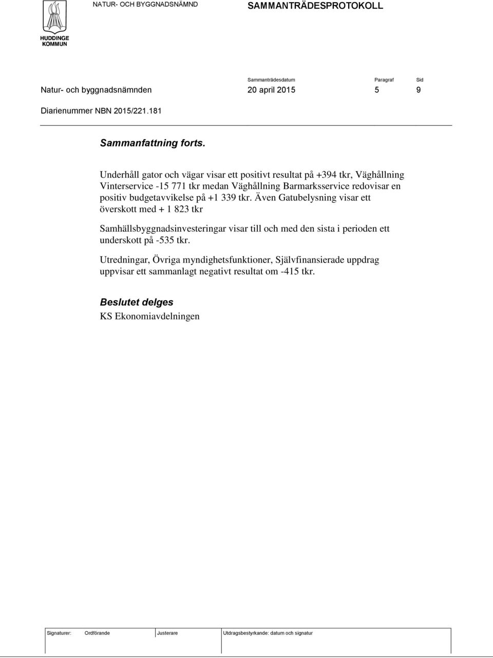 en positiv budgetavvikelse på +1 339 tkr.
