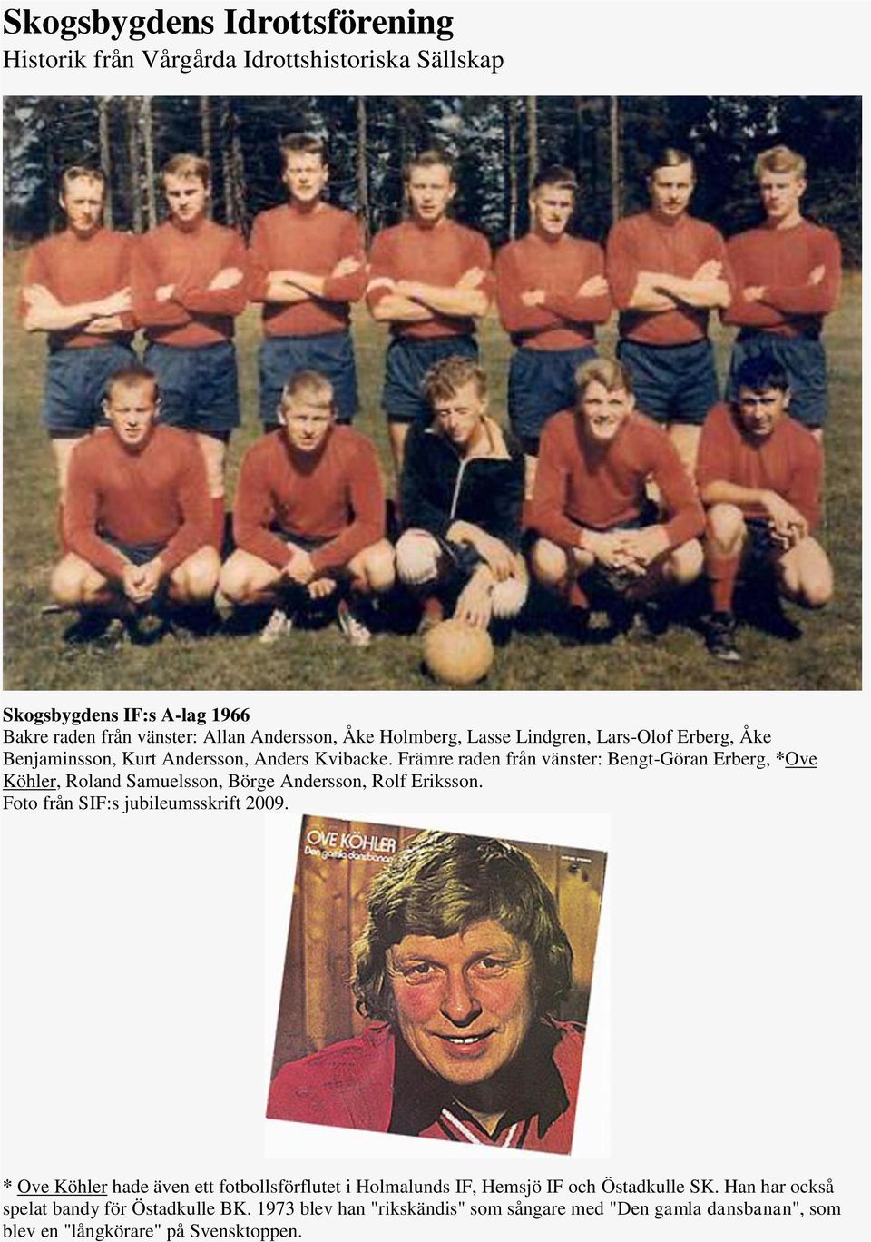 Främre raden från vänster: Bengt-Göran Erberg, *Ove Köhler, Roland Samuelsson, Börge Andersson, Rolf Eriksson.
