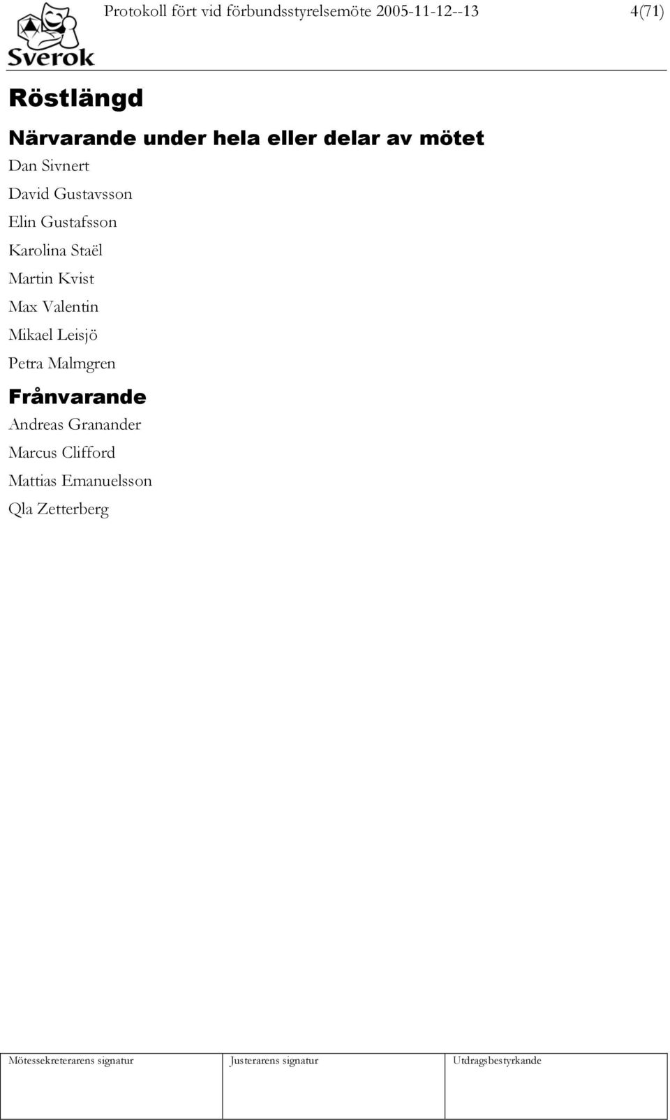Gustafsson Karolina Staël Martin Kvist Max Valentin Mikael Leisjö Petra