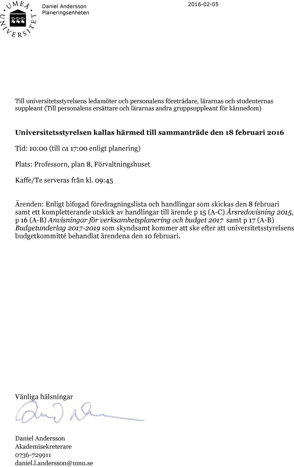 Kaffe/Te serveras från kl.