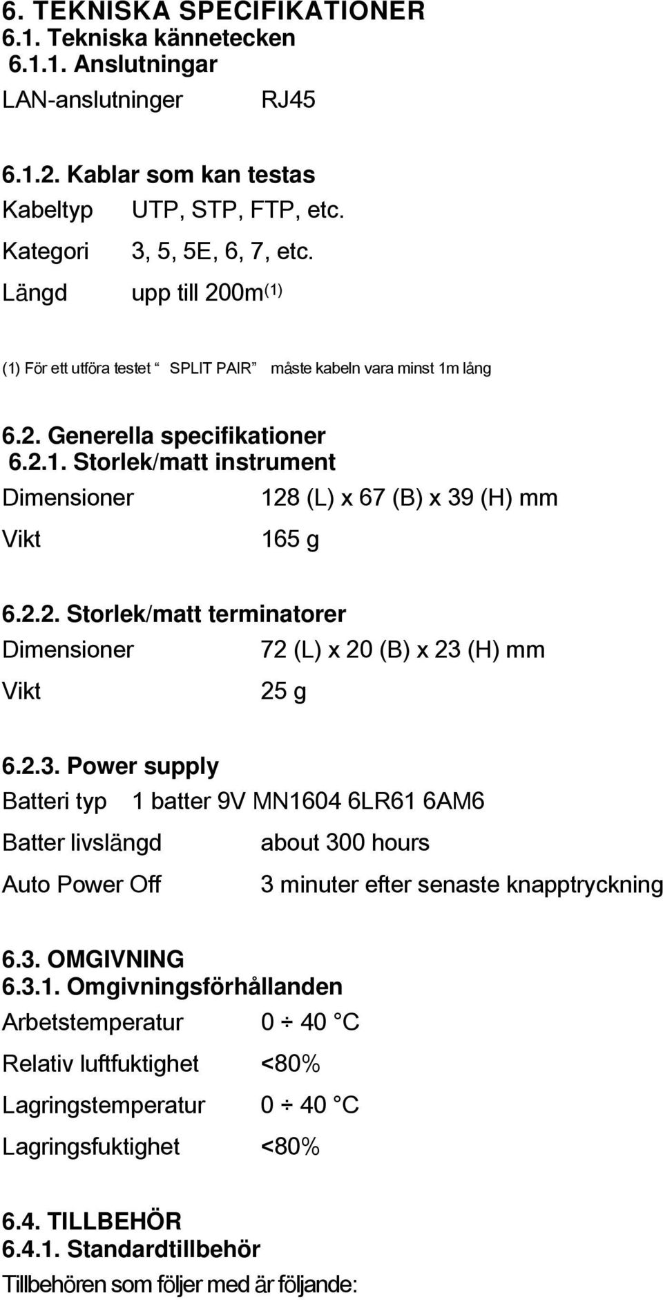 2.2. Storlek/matt terminatorer Dimensioner 72 (L) x 20 (B) x 23 